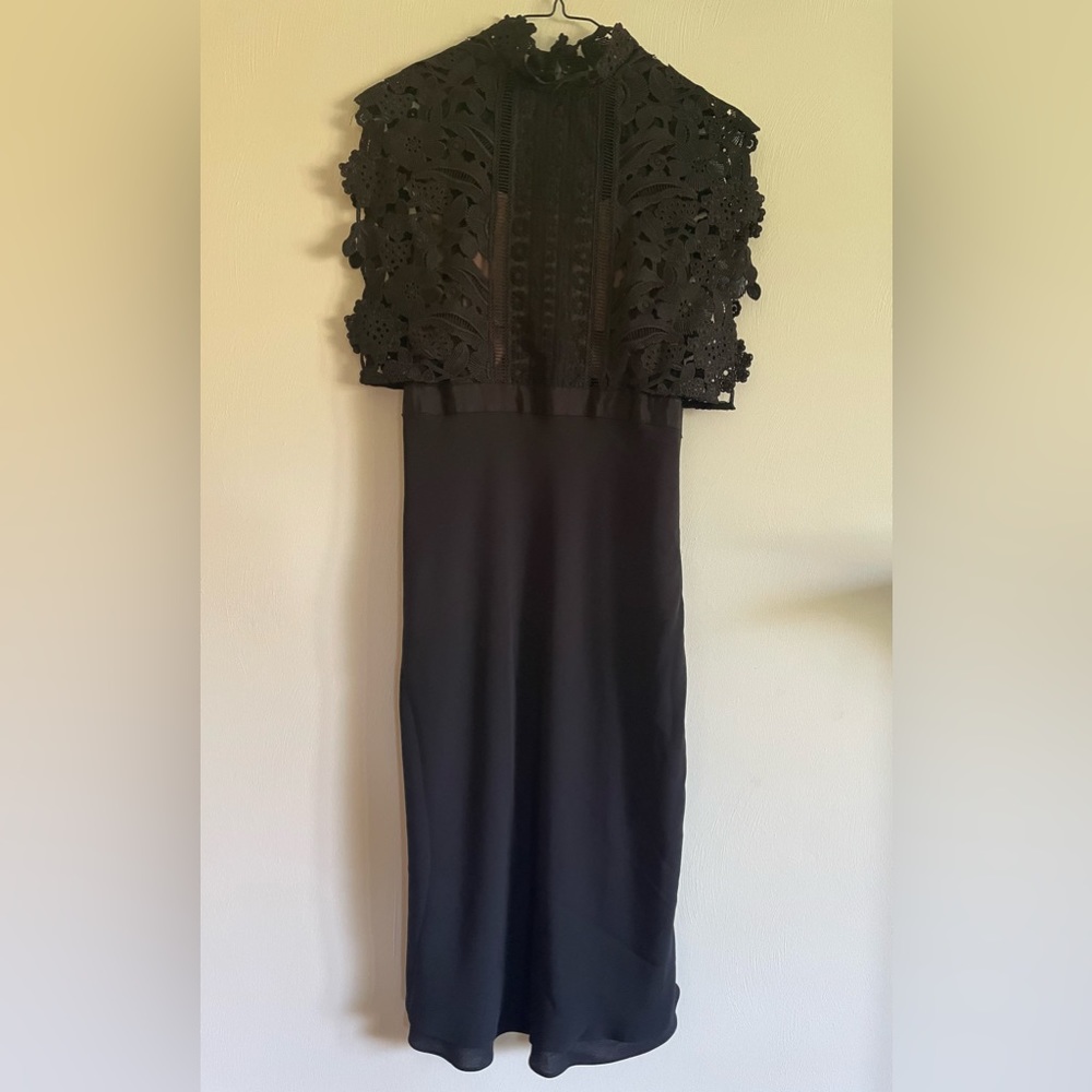 Self-Portrait - very elegant black dress, midi length size small.